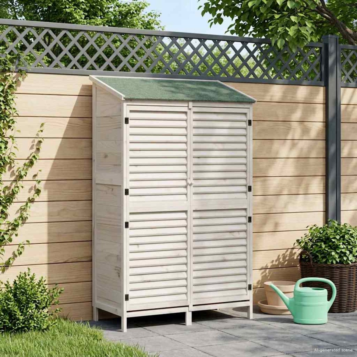 vidaXL Αποθήκη Κήπου Λευκό 106 x 56 x 176,5 εκ Στερεό Ξύλο Πεύκου