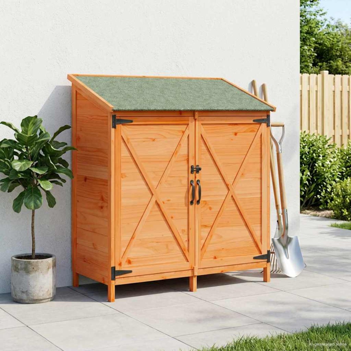 vidaXL Αποθήκη Κήπου Καφέ 106 x 56 x 113,5 εκ Στερεό Ξύλο Πεύκου