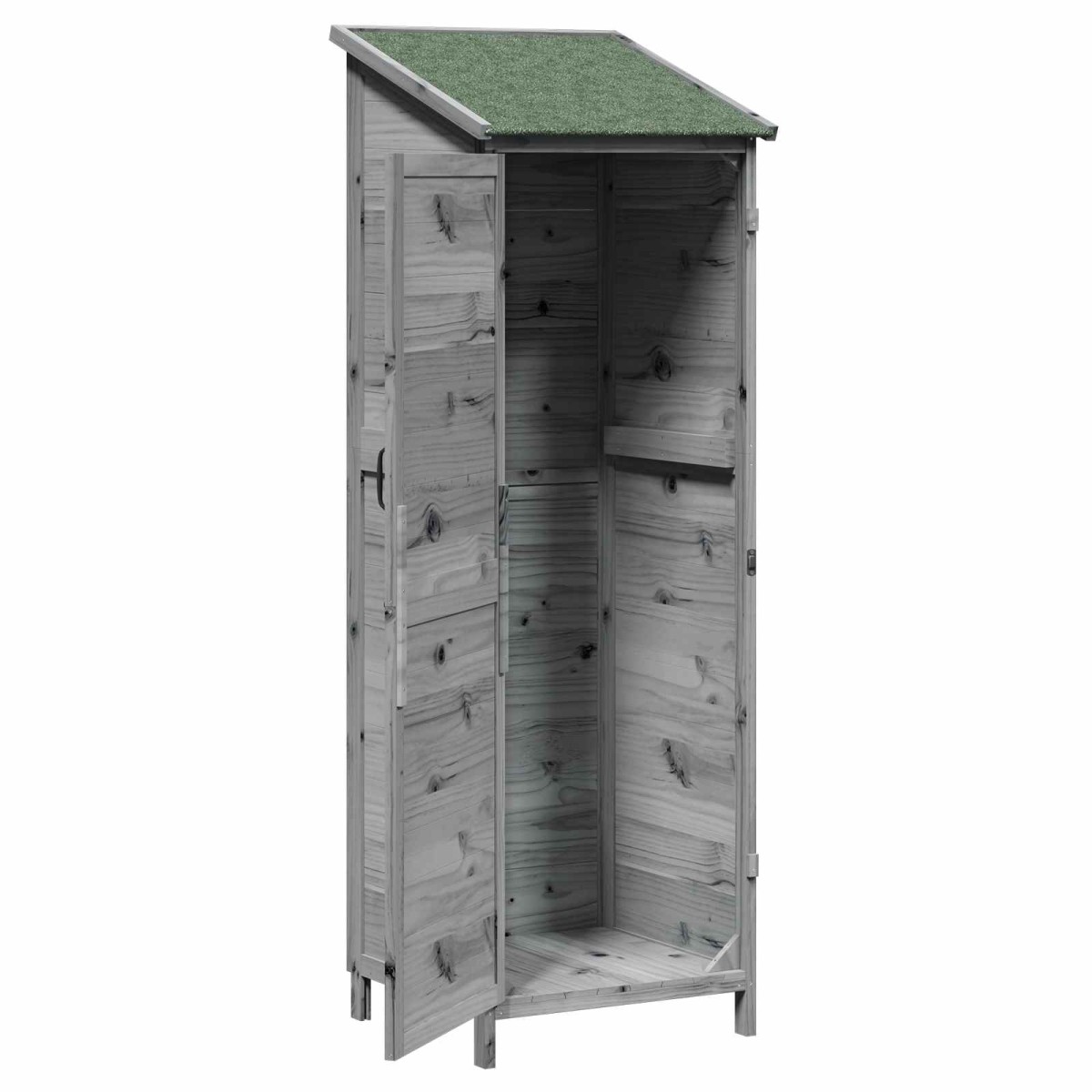vidaXL Αποθήκη Κήπου Γκρι 59,5 x 56 x 176,5 εκ. Στερεό Ξύλο Πεύκου