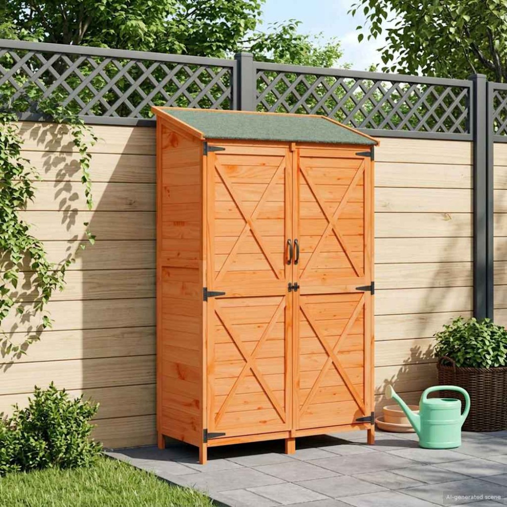 vidaXL Αποθήκη Κήπου Καφέ 106 x 56 x 176,5 εκ Στερεό Ξύλο Πεύκου
