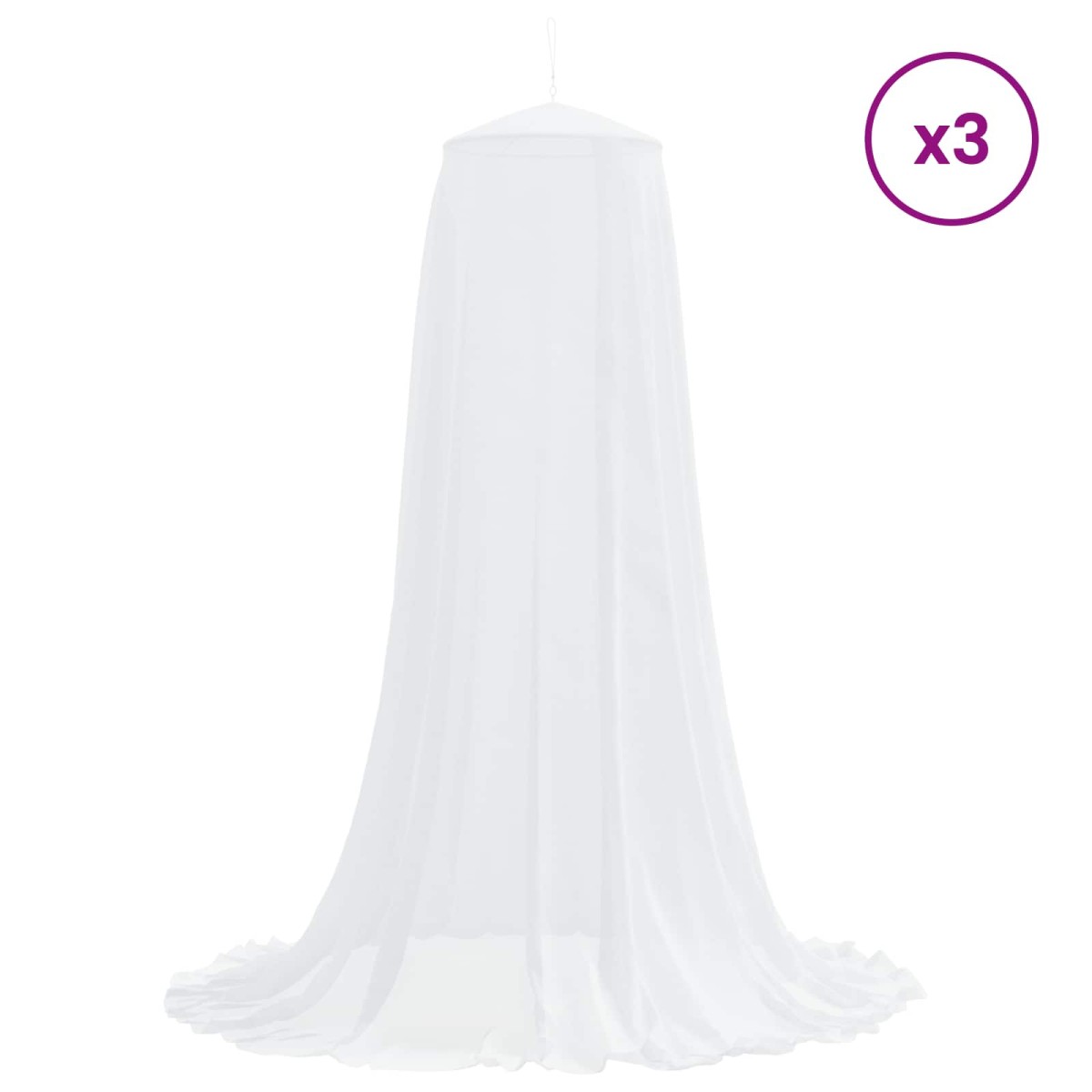 vidaXL Δίχτυ κουνουπιών για κρεβάτι 3 pcs 156 mesh Λευκό ⌀56 x 220 εκ