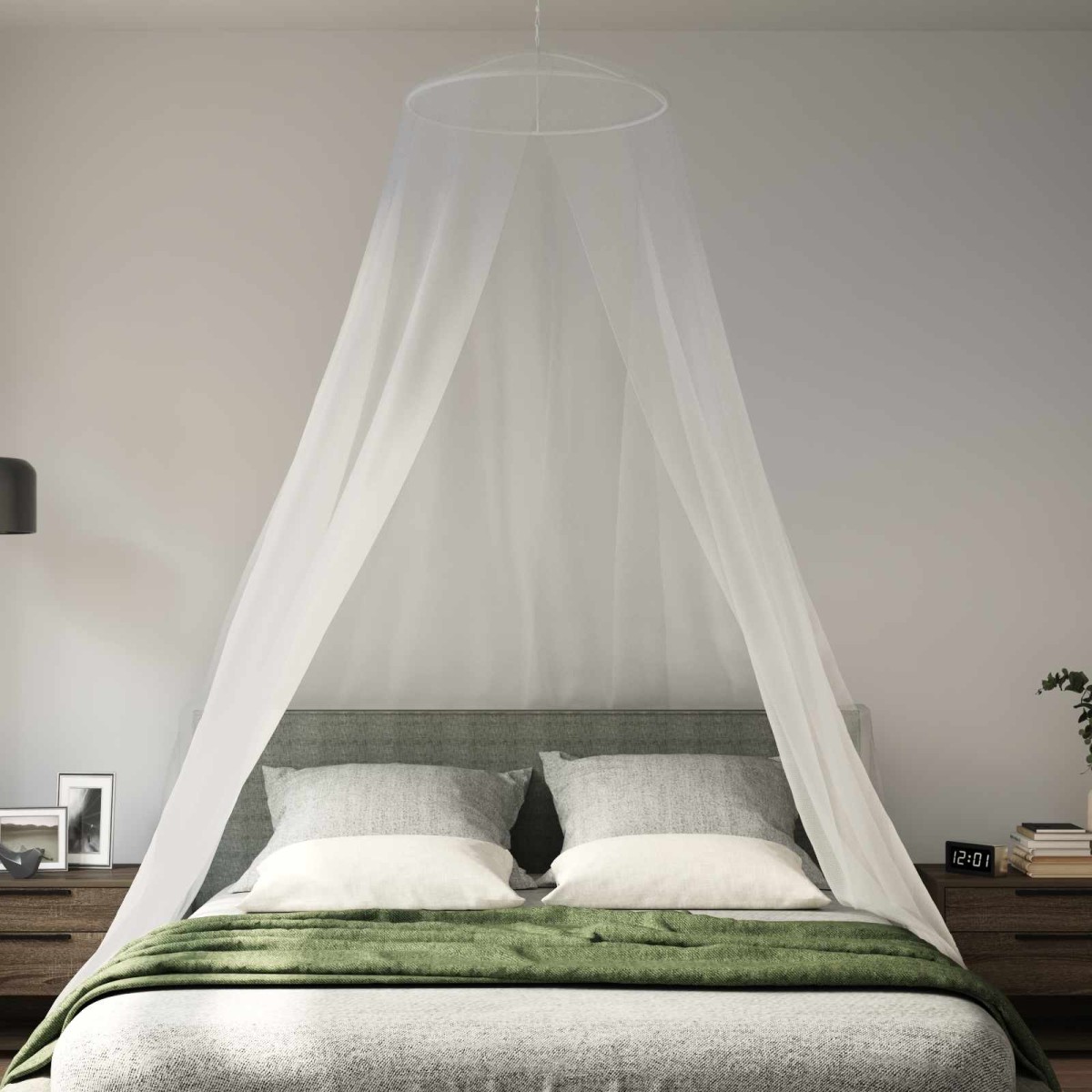 vidaXL Δίχτυ κουνουπιών για κρεβάτι 3 pcs 156 mesh Λευκό ⌀56 x 220 εκ