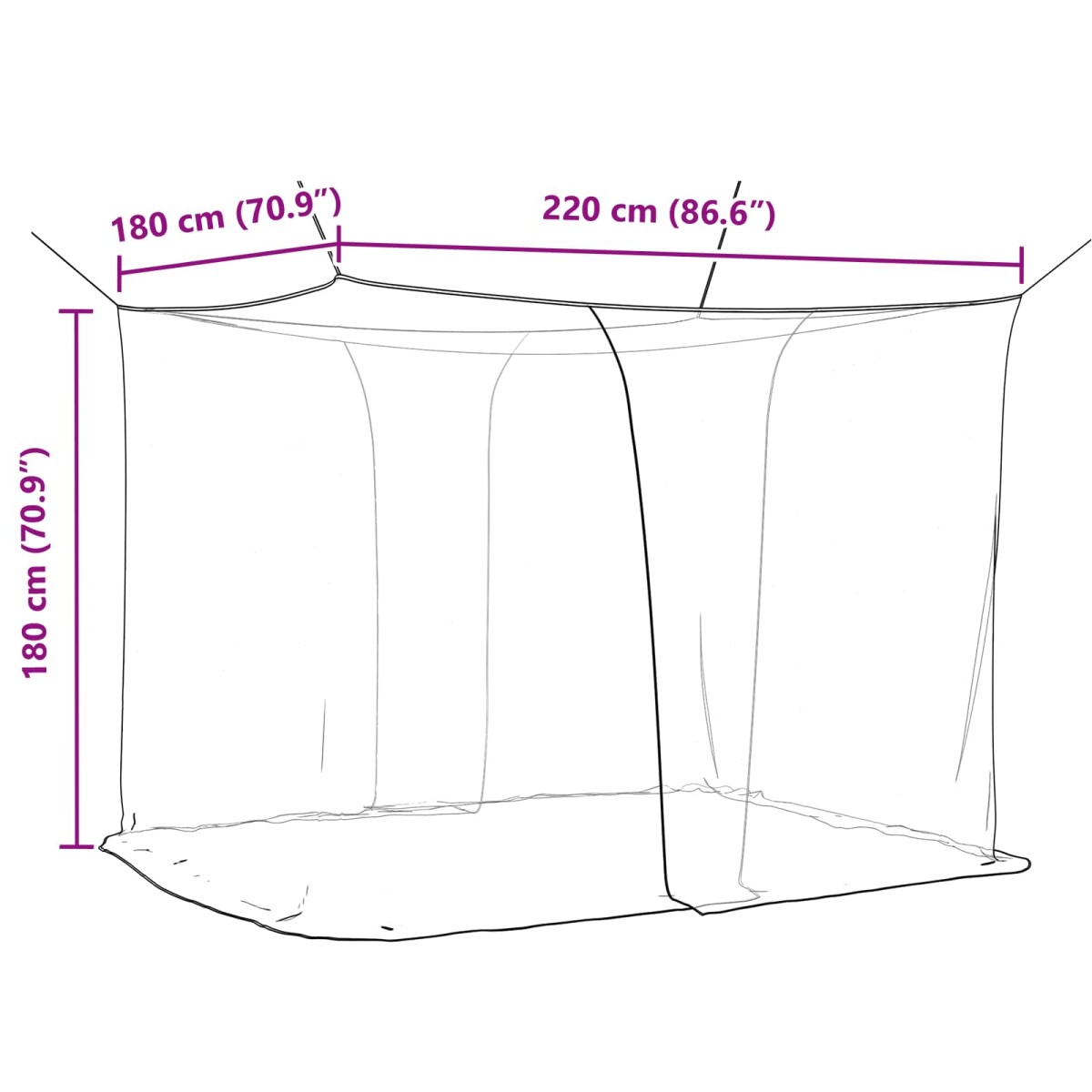 vidaXL Κουνουπιέρα για κρεβάτι 156 πλέγμα Μαύρο 220 x 180 x 180 εκ