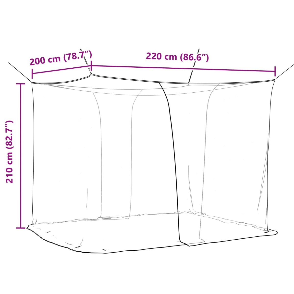 vidaXL Κουνουπιέρα για κρεβάτι 156 πλέγμα Μαύρο 220 x 200 x 210 εκ