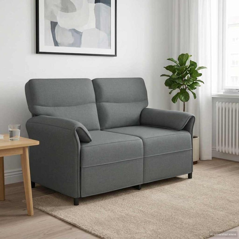 vidaXL Καναπές 100% πολυέστερ μεταλλικό πλαίσιο MDF, Κόντρα πλακέ