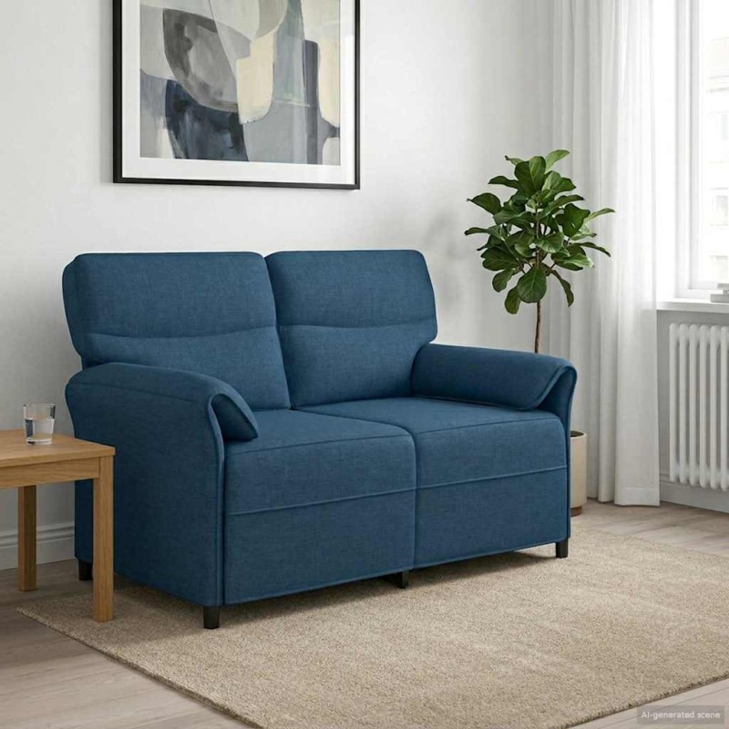 vidaXL Καναπές 100% πολυέστερ μεταλλικό πλαίσιο MDF, Κόντρα πλακέ