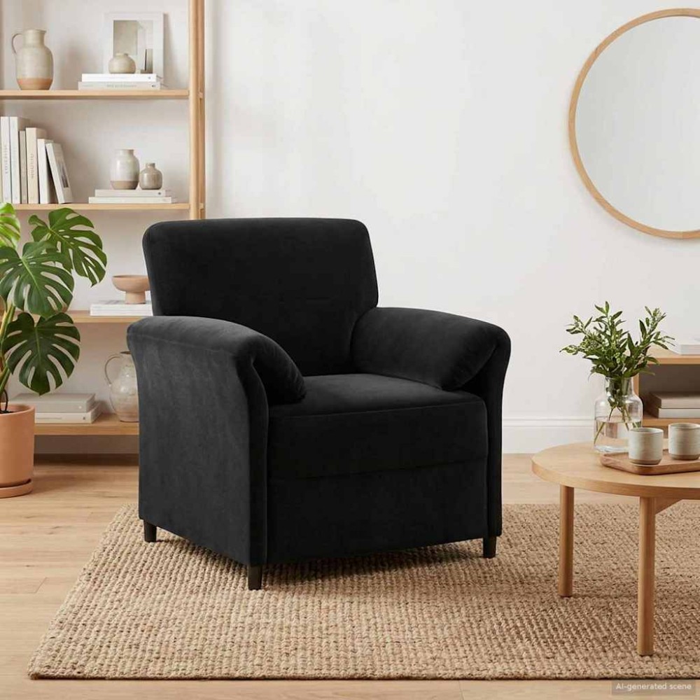 vidaXL Καναπές 1-θέσιος Μαύρο 88 x 83 x 95 εκ Βελούδο