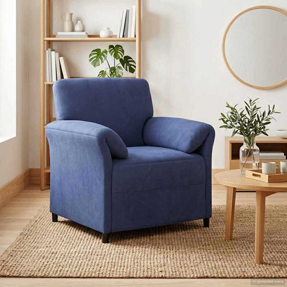 vidaXL Καναπές 1-θέσιος Μπλε Αστυνομίας 88 x 83 x 95 εκ Βελούδο