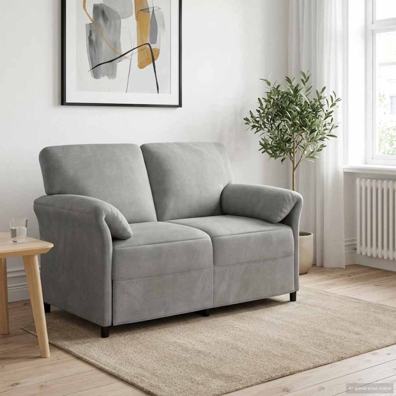 vidaXL Καναπές 2 ατόμων Ανοιχτό γκρι 138 x 83 x 95 εκ Βελούδο