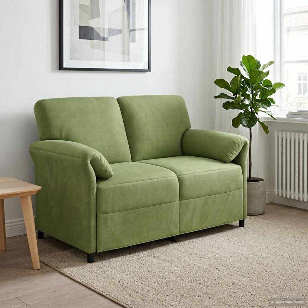 vidaXL Καναπές 2 ατόμων Ανοιχτό Πράσινο 138 x 83 x 95 εκ Βελούδο