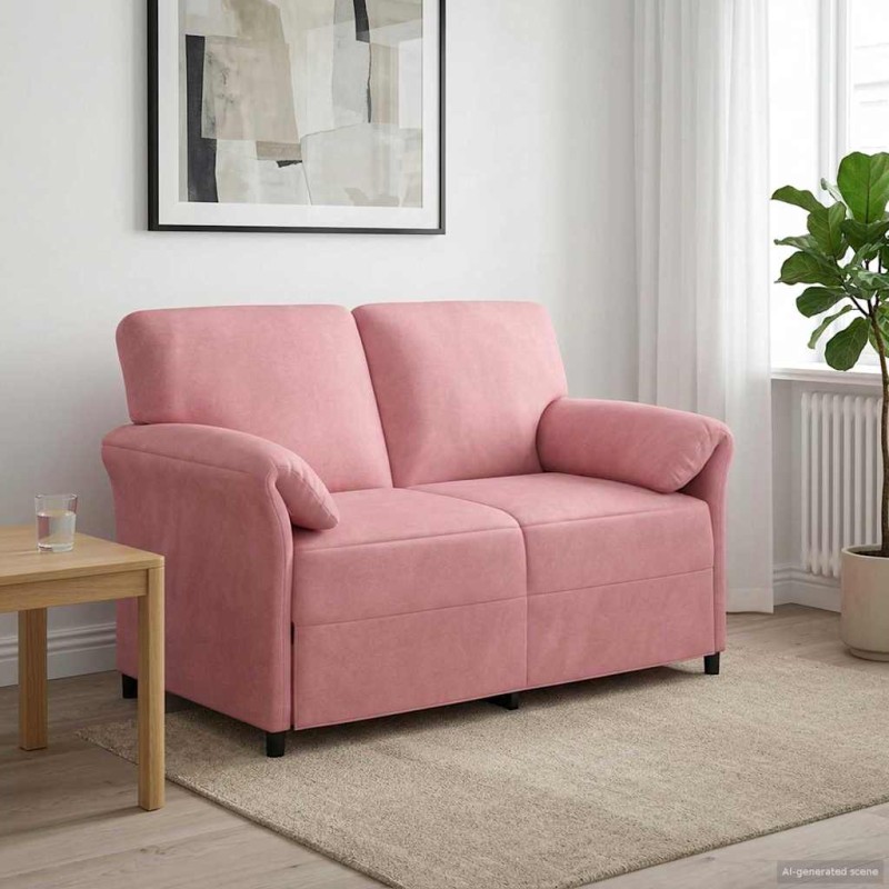 vidaXL Καναπές 2 ατόμων Ροζ 138 x 83 x 95 εκ Βελούδο