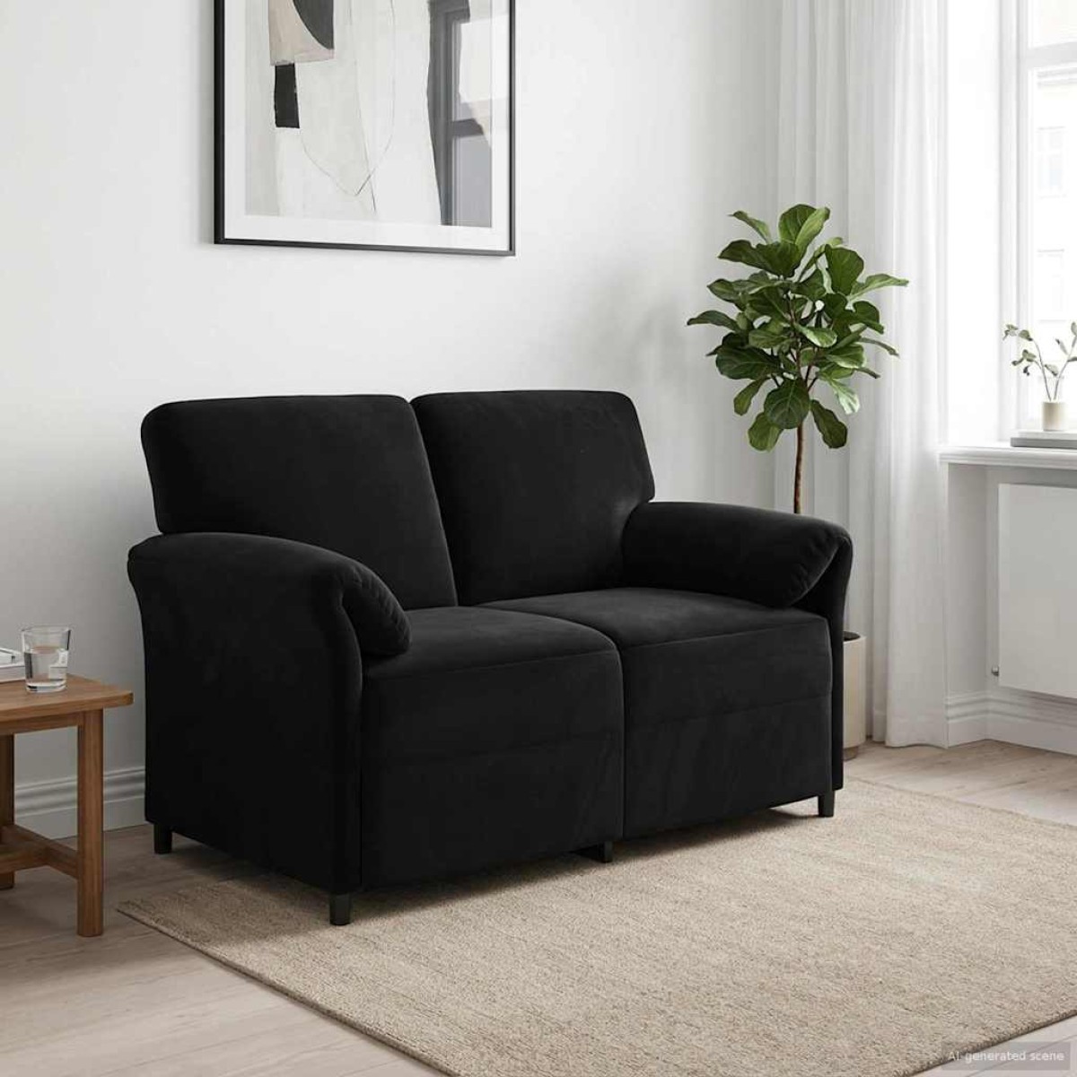 vidaXL Καναπές 2 ατόμων Μαύρο 138 x 83 x 95 εκ Βελούδο