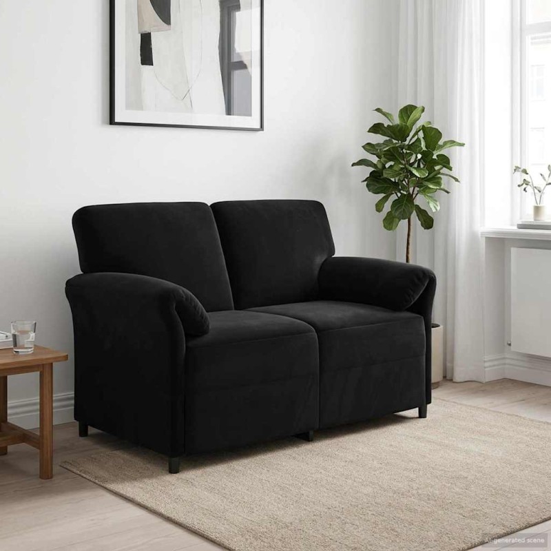 vidaXL Καναπές 2 ατόμων Μαύρο 138 x 83 x 95 εκ Βελούδο