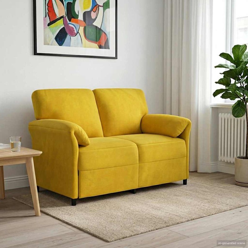 vidaXL Καναπές 2 ατόμων Κίτρινο 138 x 83 x 95 εκ Βελούδο