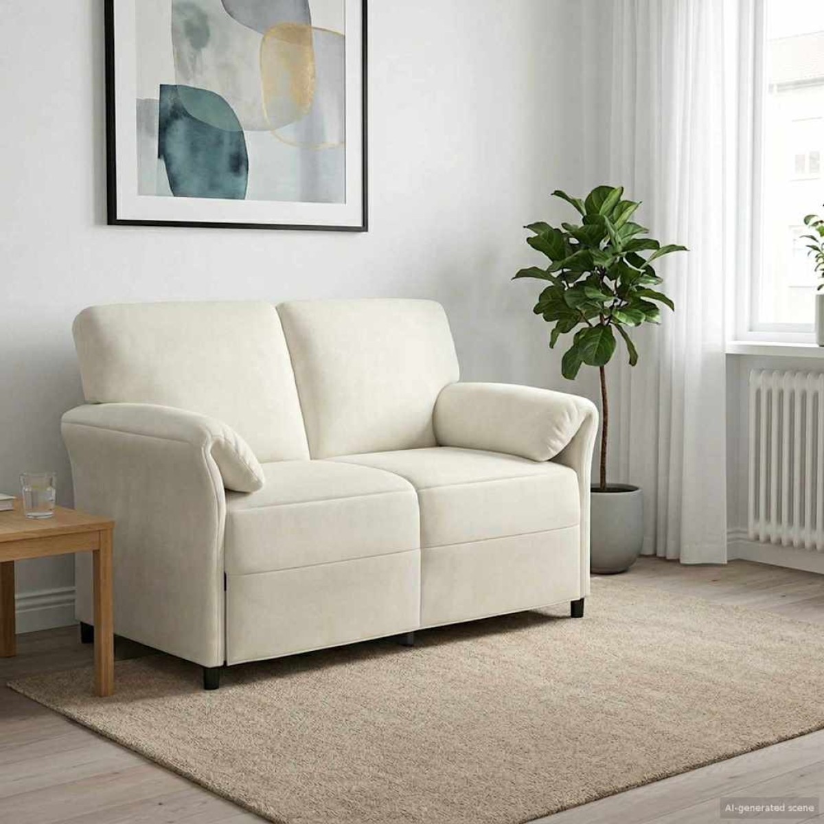 vidaXL Καναπές 2 ατόμων Κρεμ 138 x 83 x 95 εκ Βελούδο