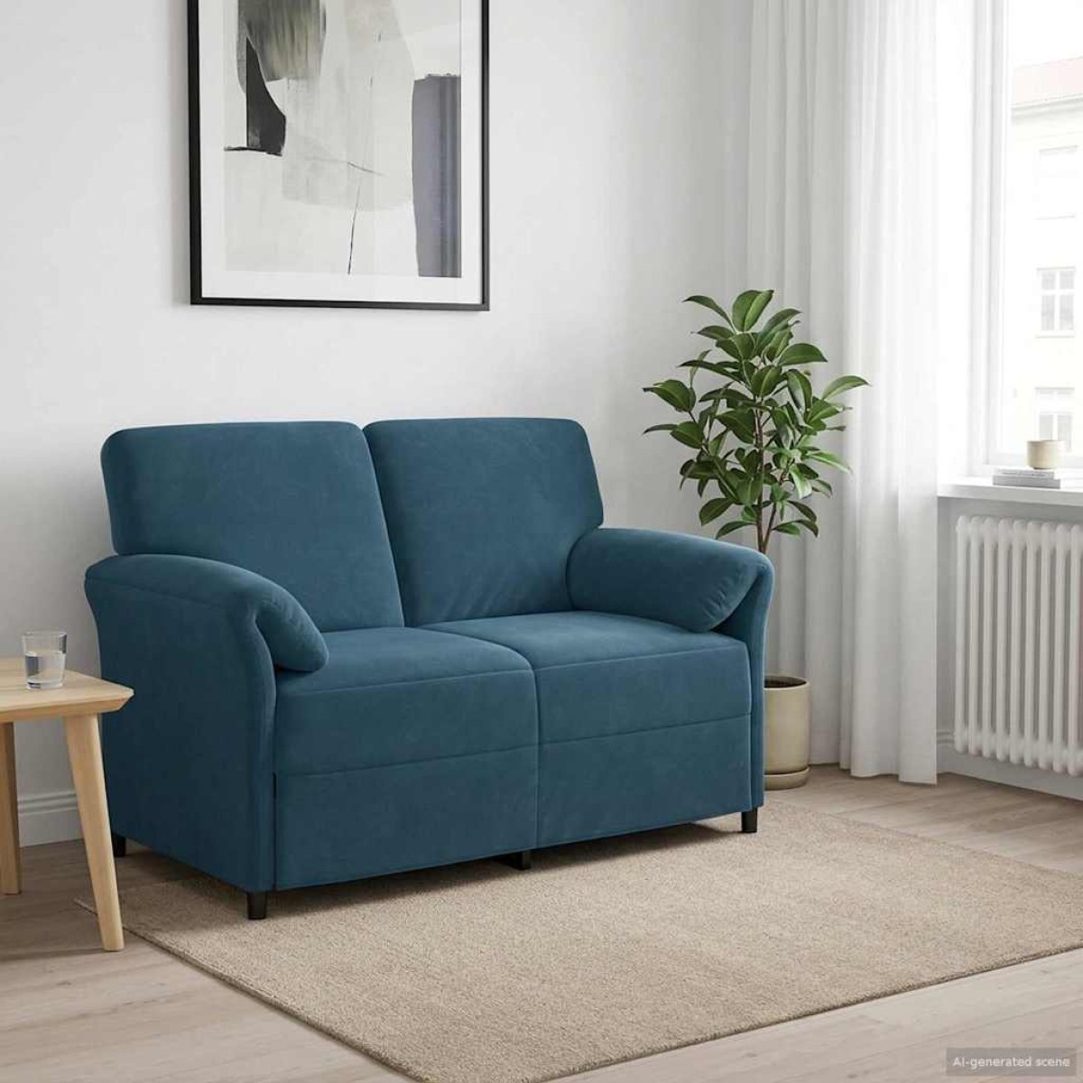 vidaXL Καναπές 2 ατόμων Μπλε 138 x 83 x 95 εκ Βελούδο
