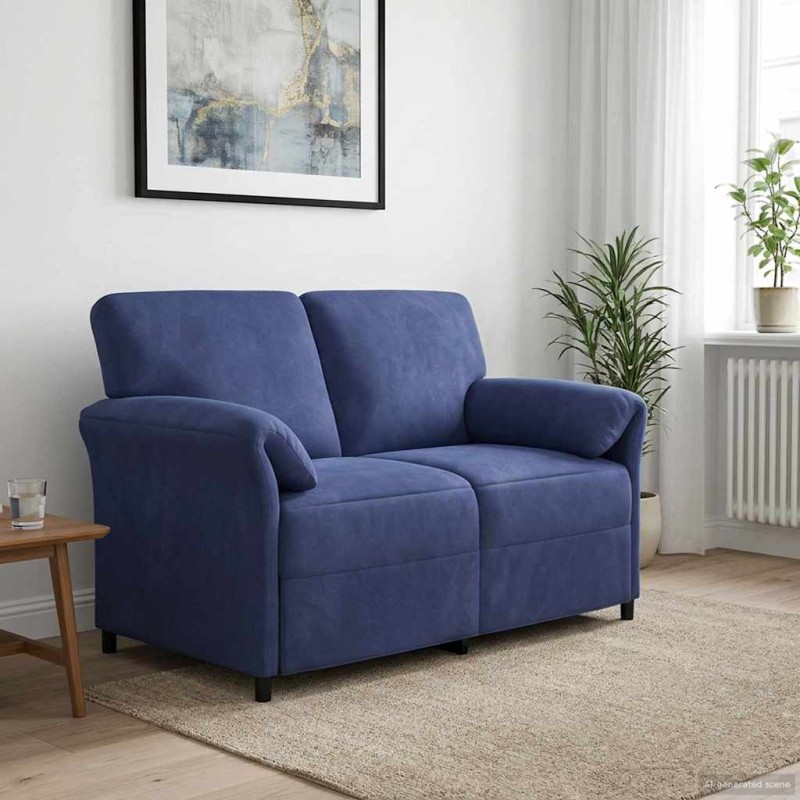 vidaXL Καναπές 2 ατόμων Μπλε Αστυνομίας 138 x 83 x 95 εκ Βελούδο