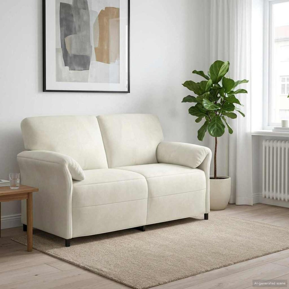 vidaXL Καναπές 2 ατόμων Κρεμ 158 x 83 x 95 εκ Βελούδο