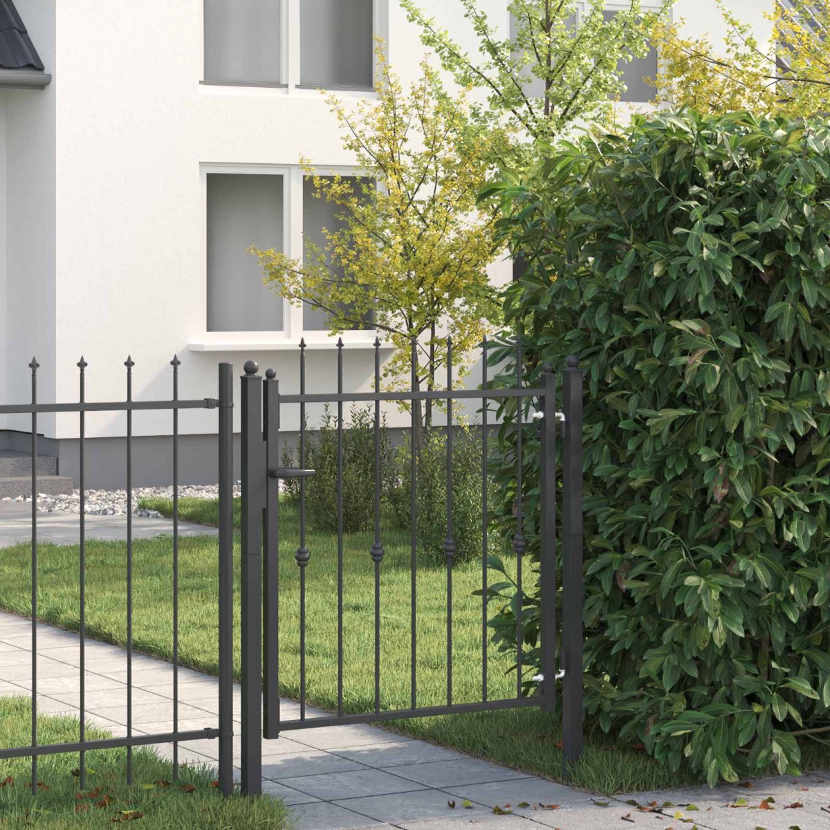 vidaXL Πύλη Φράχτη ASTEN 100 x 100 cm Μέταλλο Μαύρο Κλειδώσιμο