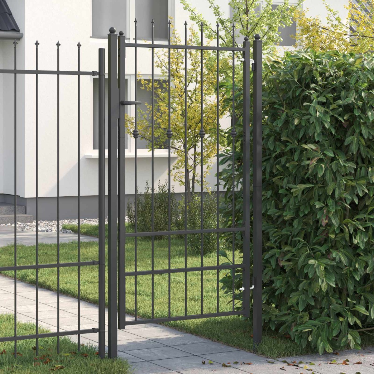 vidaXL Πύλη Φράχτη ASTEN 100 x 175 cm Μέταλλο Μαύρο Κλειδώσιμο