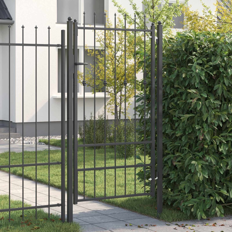 vidaXL Πύλη Φράχτη ASTEN 100 x 175 cm Μέταλλο Μαύρο Κλειδώσιμο