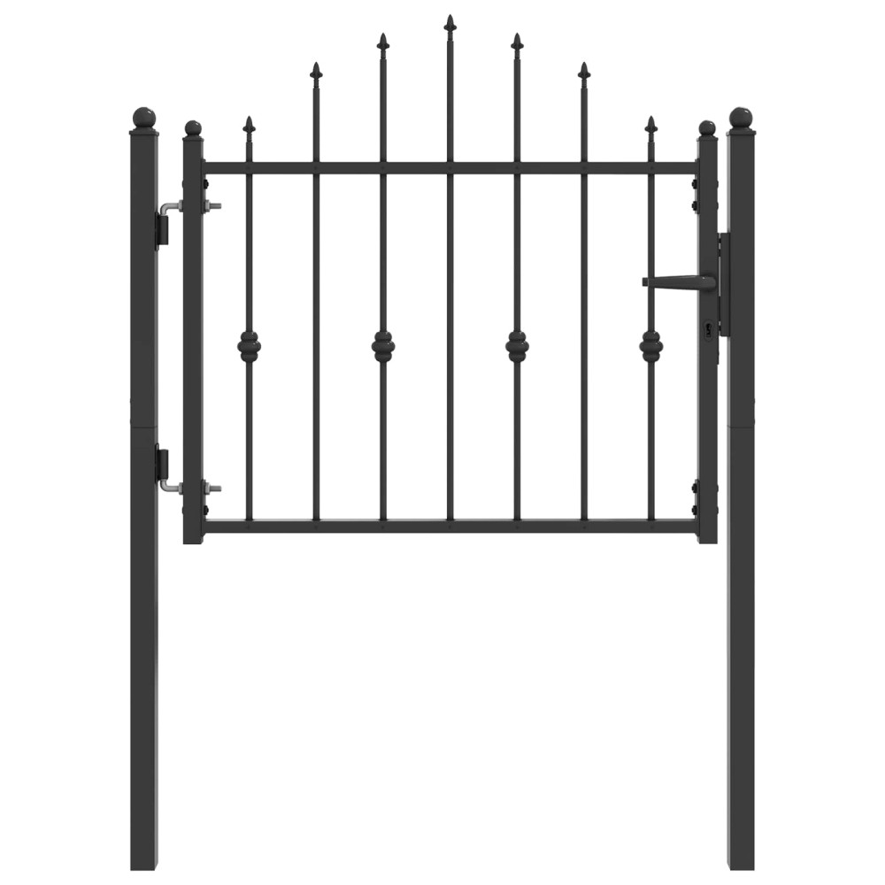 vidaXL Πύλη Φράχτη ASTEN 100 x 75 cm Μέταλλο Μαύρο Κλειδώσιμο