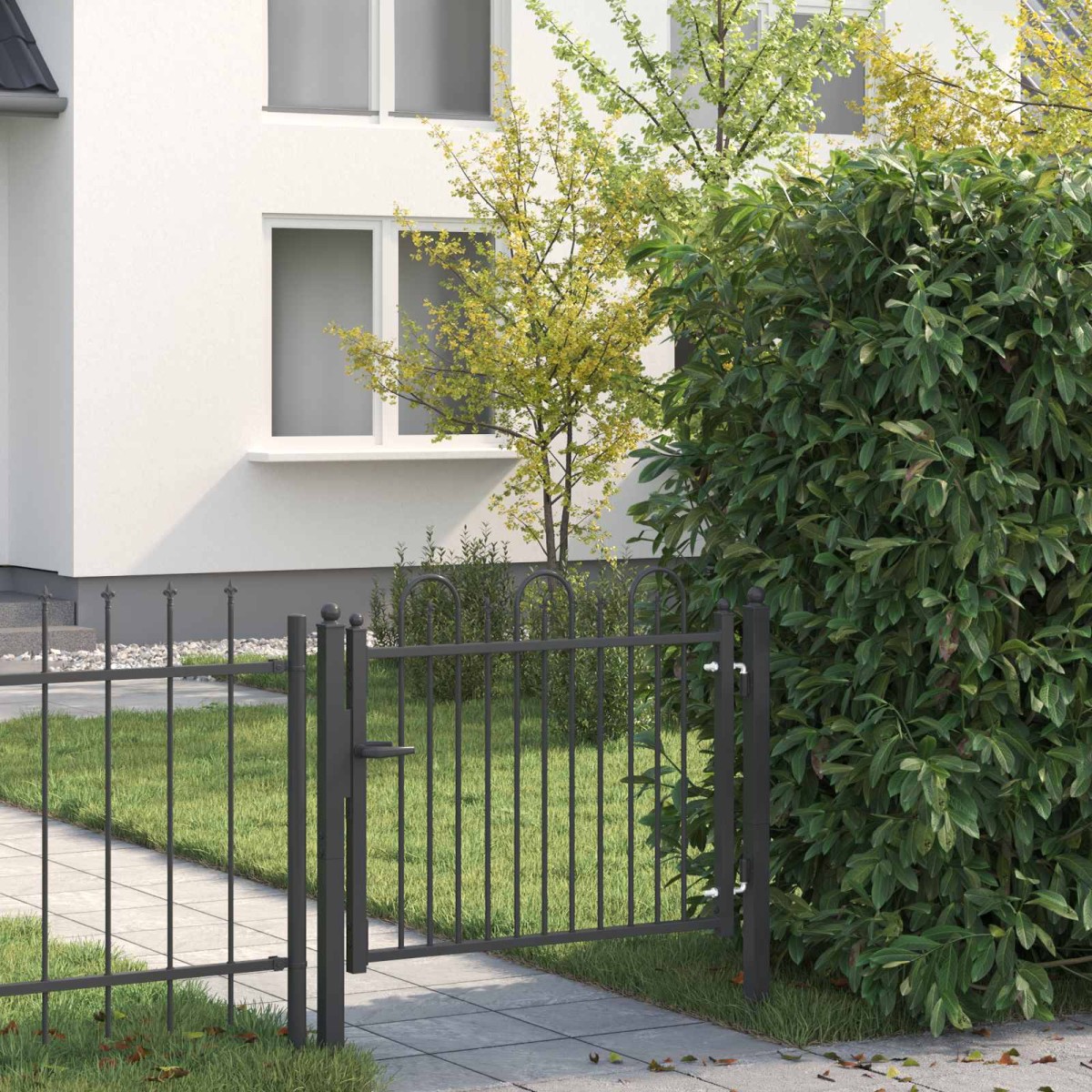 vidaXL Πύλη Φράχτη DRONTEN 100 x 75 cm Μέταλλο Μαύρο Κλειδώσιμο