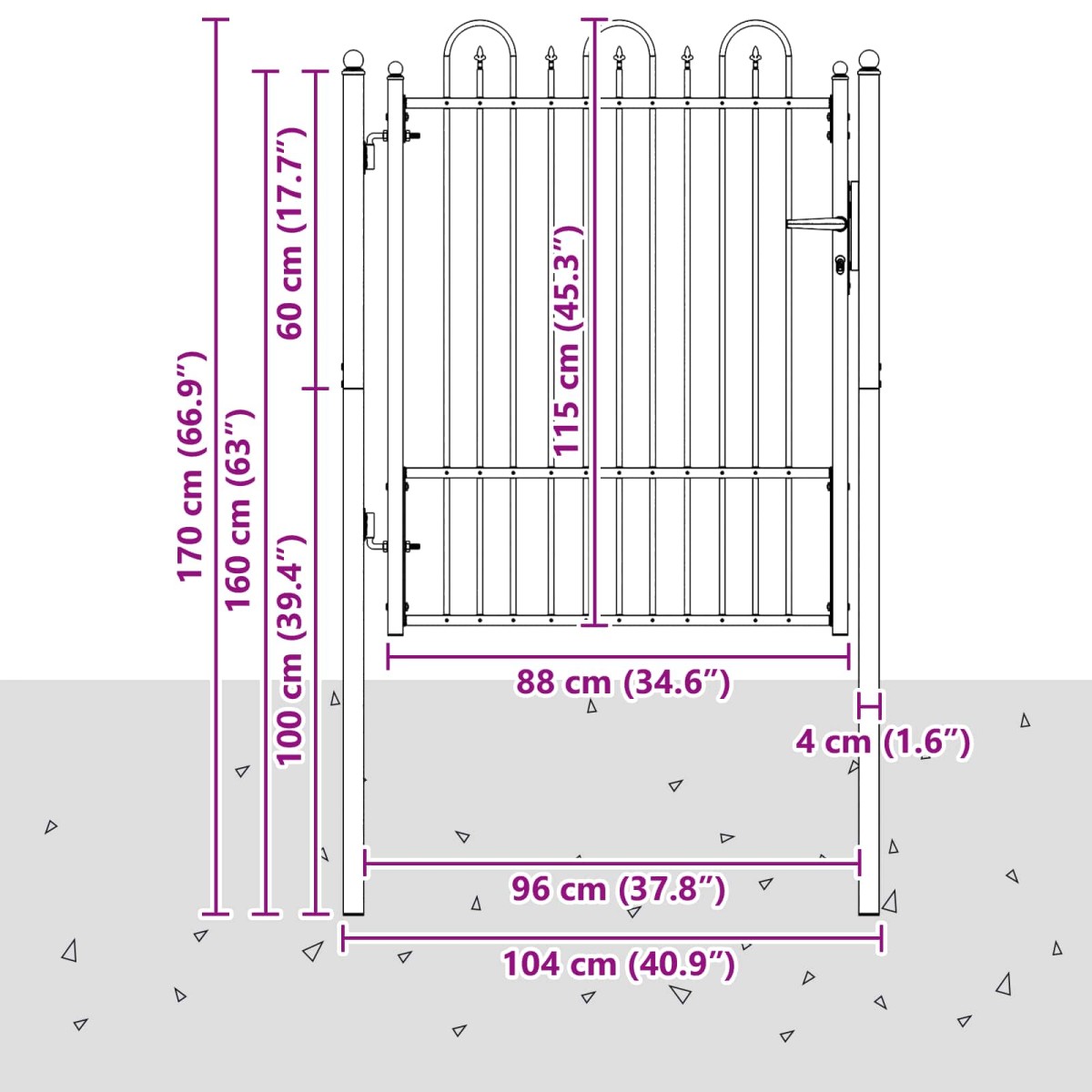 vidaXL Πύλη Φράχτη DRONTEN 100 x 125 cm Μέταλλο Μαύρο Κλειδώσιμο