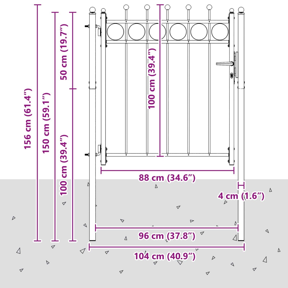vidaXL Πύλη Φράχτη HORST 100 x 100 cm Μέταλλο Μαύρο Κλειδώσιμο