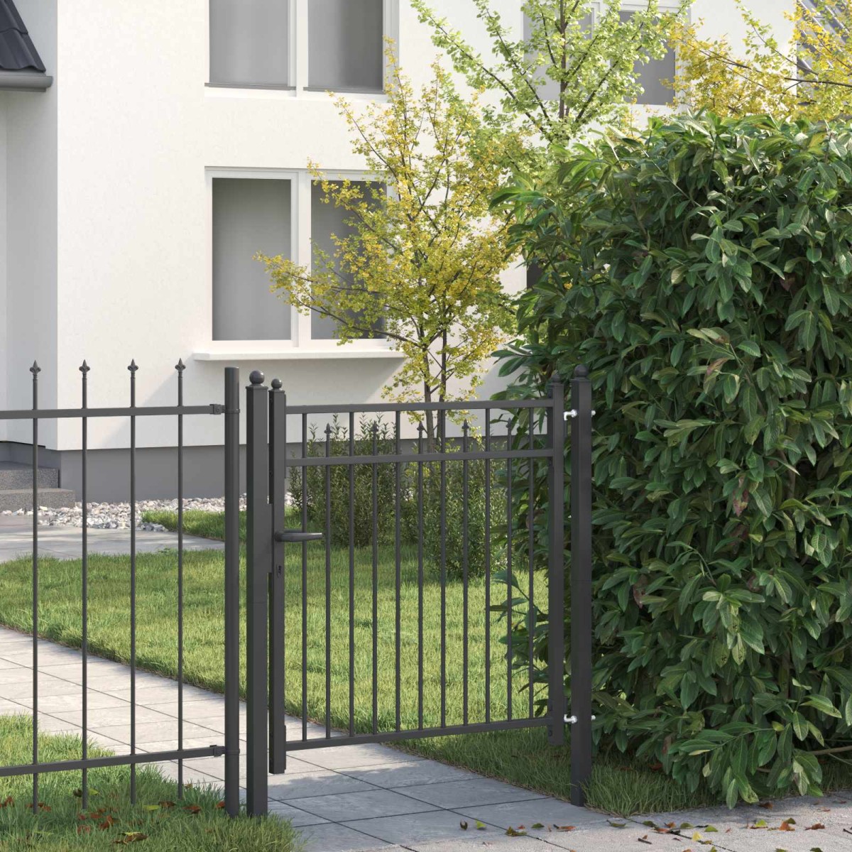 vidaXL Πύλη Φράχτη BAARLO 100 x 100 cm Μέταλλο Μαύρο Κλειδώσιμο