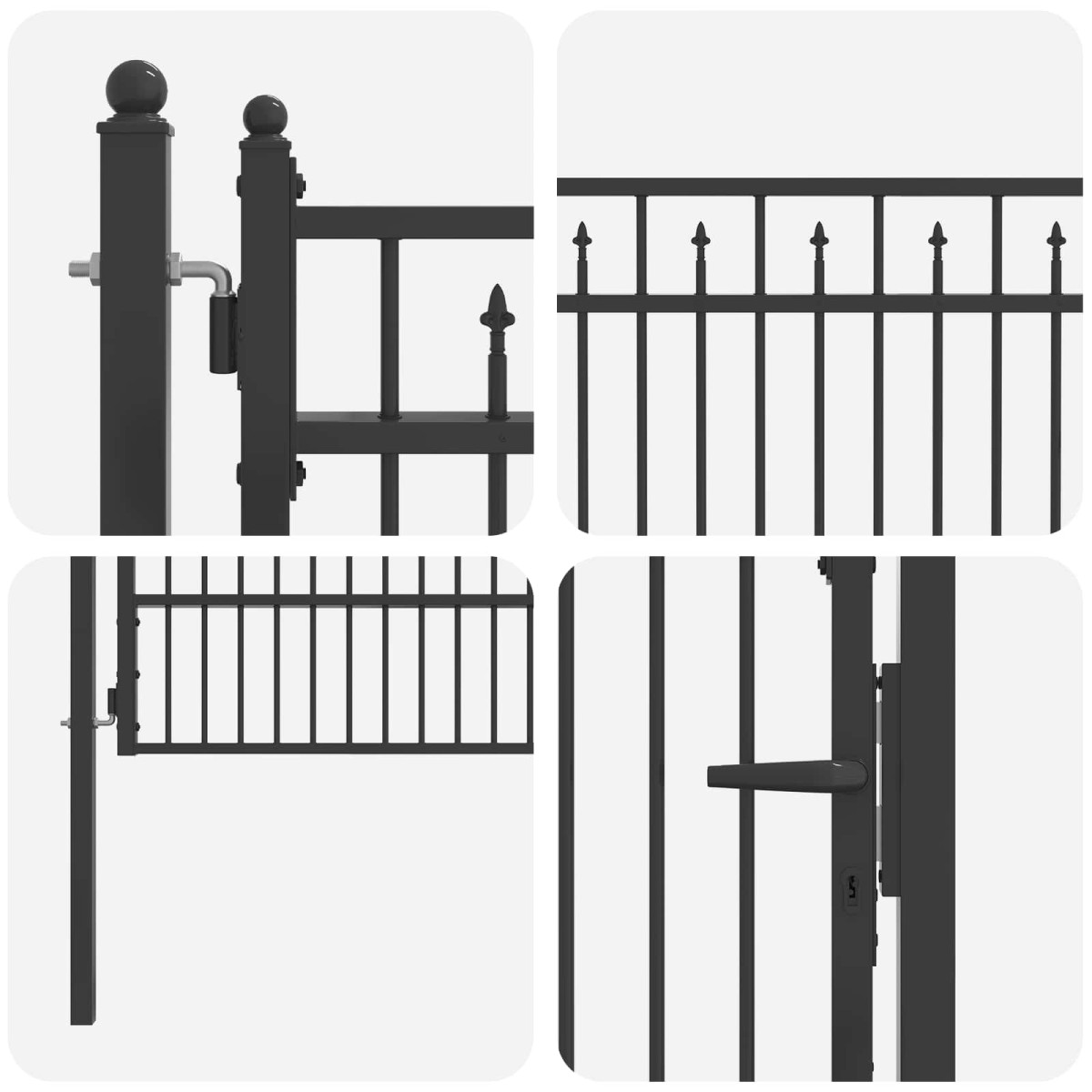 vidaXL Πύλη Φράχτη BAARLO 100 x 150 cm Μέταλλο Μαύρο Κλειδώσιμο