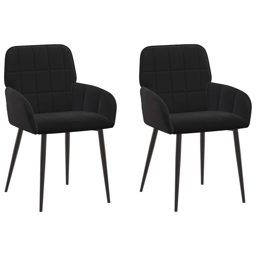 vidaXL Καρέκλες φαγητού 2 τμχ. Βελούδο Μαύρο 57 x 50 x 85 εκ.