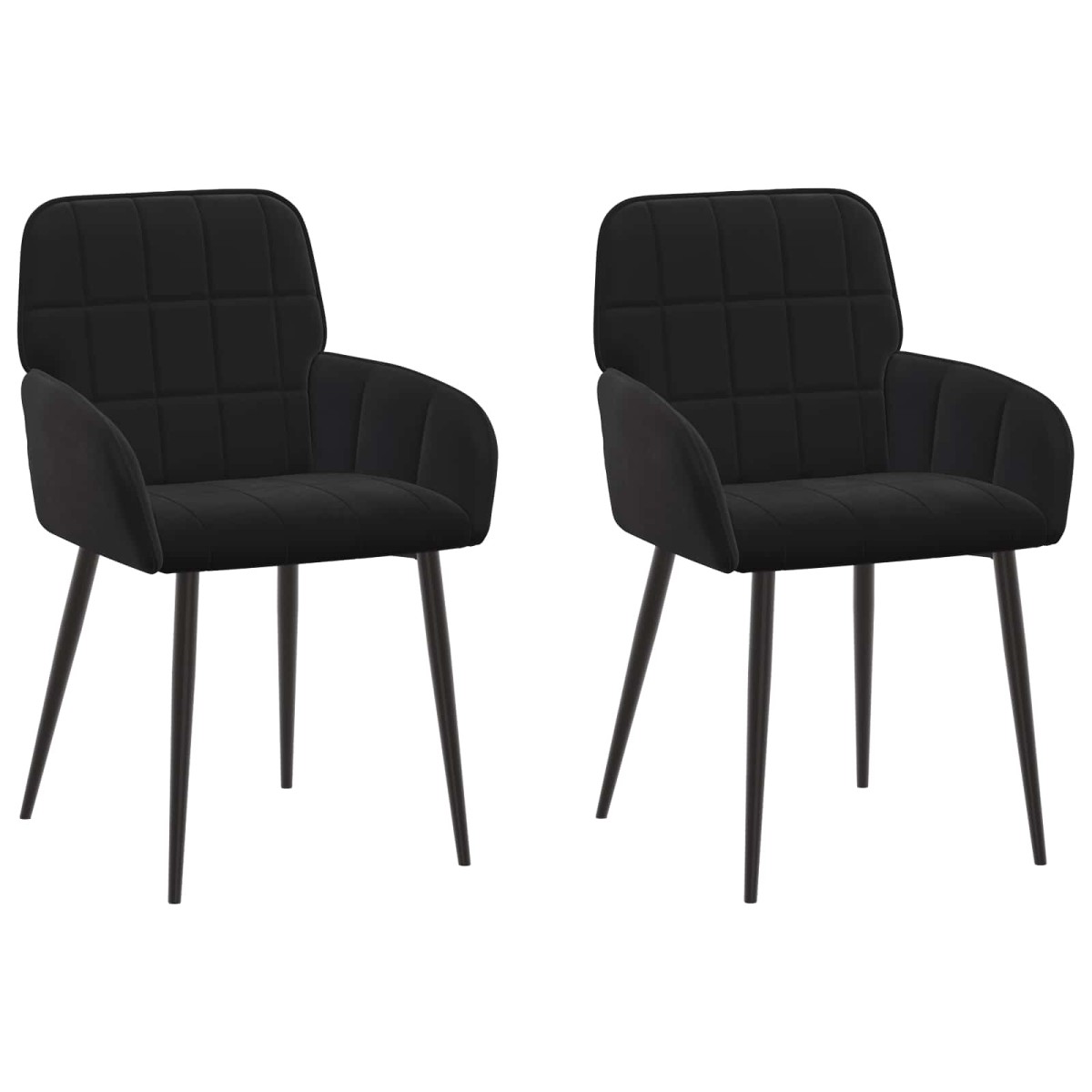 vidaXL Καρέκλες φαγητού 2 τμχ. Βελούδο Μαύρο 57 x 50 x 85 εκ.