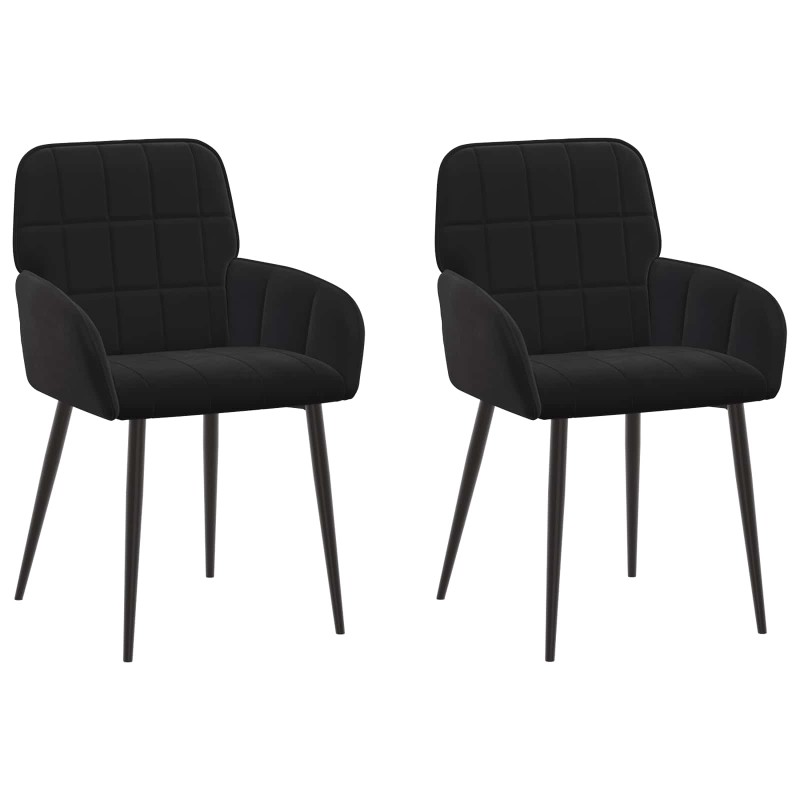 vidaXL Καρέκλες φαγητού 2 τμχ. Βελούδο Μαύρο 57 x 50 x 85 εκ.