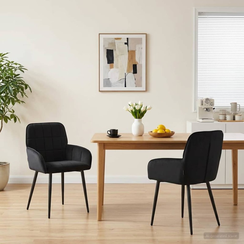 vidaXL Καρέκλες φαγητού 2 τμχ. Βελούδο Μαύρο 57 x 50 x 85 εκ.