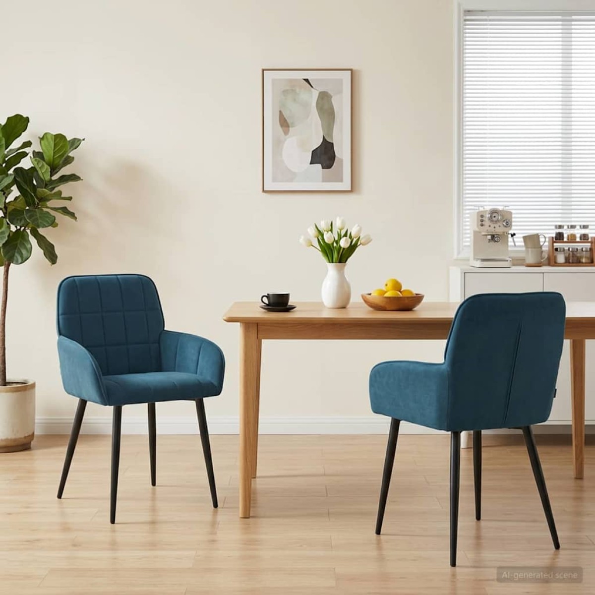 vidaXL Καρέκλες φαγητού 2 τμχ. Βελούδο Μπλε 57 x 50 x 85 εκ.