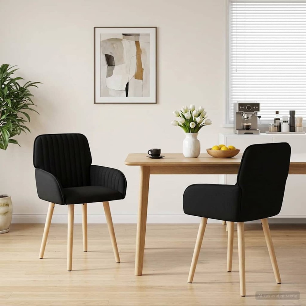 vidaXL Καρέκλες φαγητού 2 τμχ. Ύφασμα Μαύρο 56,5 x 50 x 87,5 εκ.