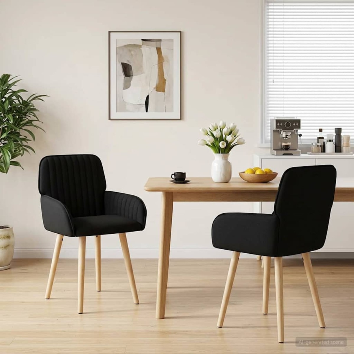 vidaXL Καρέκλες φαγητού 2 τμχ. Ύφασμα Μαύρο 56,5 x 50 x 87,5 εκ.
