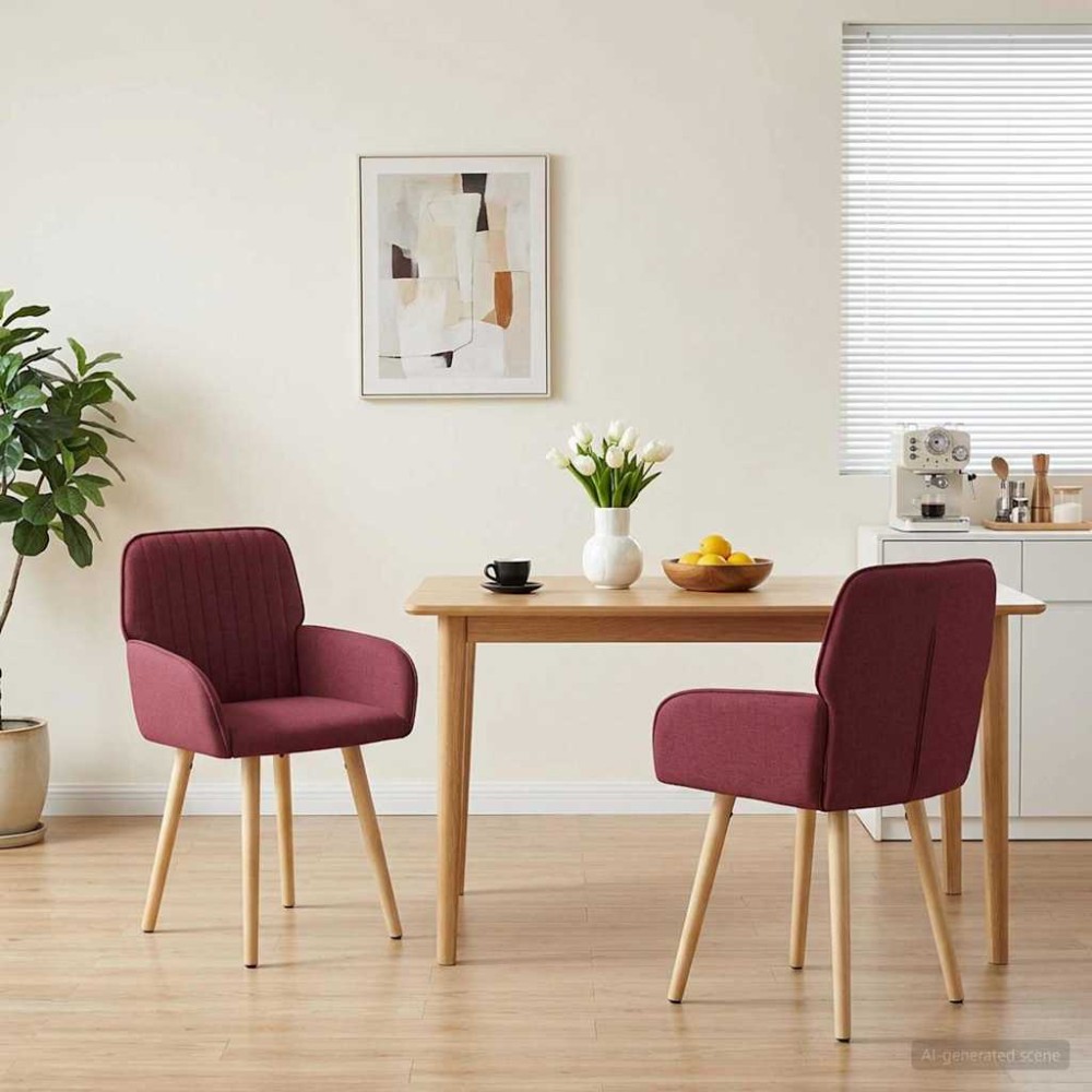 vidaXL Καρέκλες φαγητού 2 τμχ. Ύφασμα Κόκκινο 56,5 x 50 x 87,5 εκ.