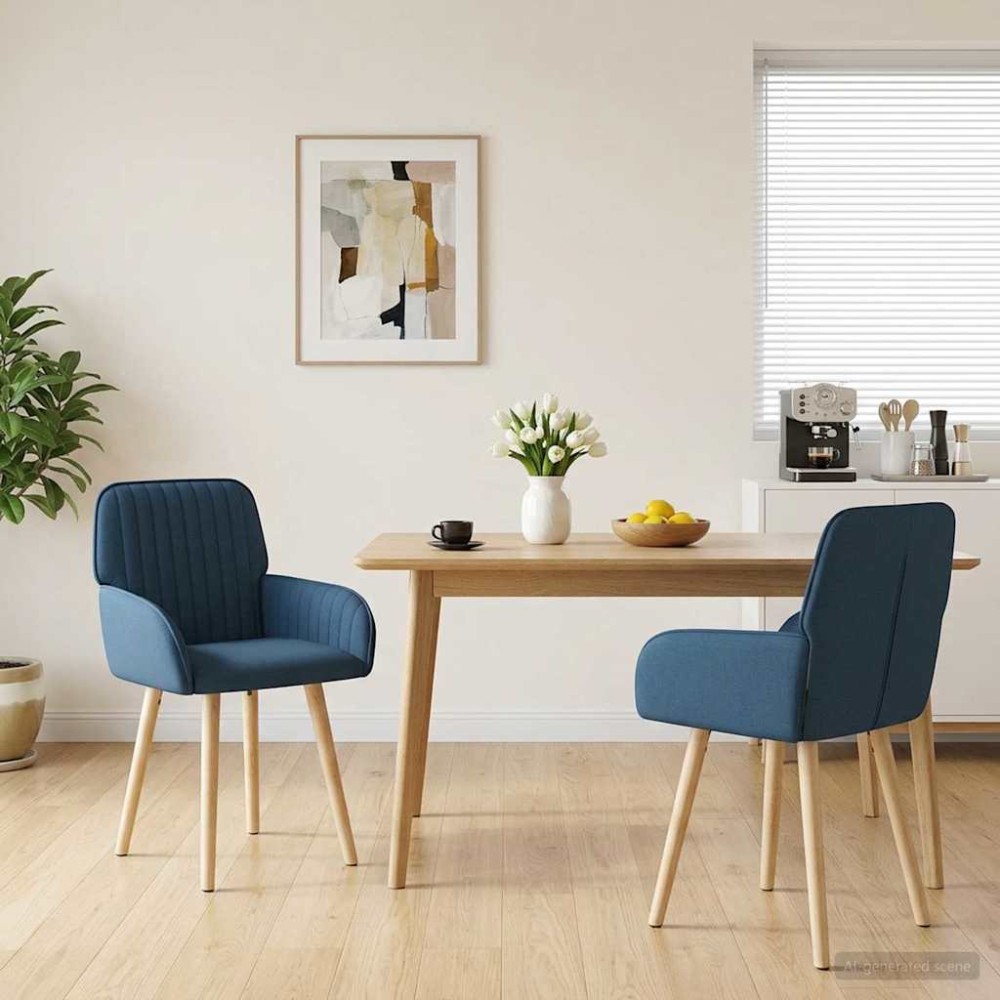 vidaXL Καρέκλες φαγητού 2 τμχ. Ύφασμα Μπλε 56,5 x 50 x 87,5 εκ.