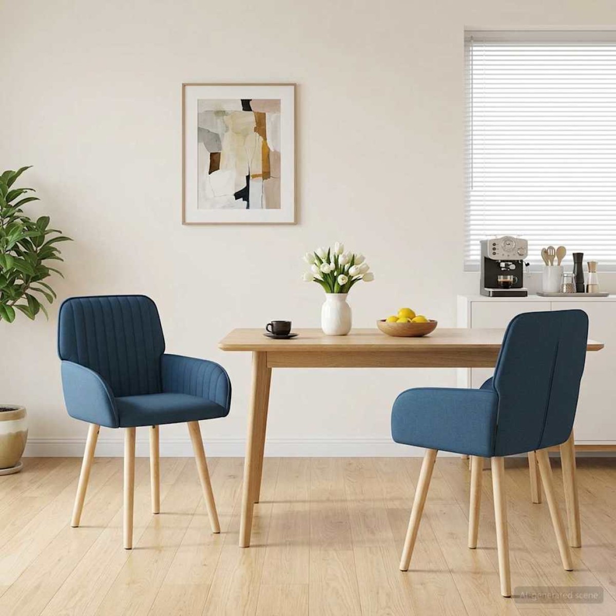 vidaXL Καρέκλες φαγητού 2 τμχ. Ύφασμα Μπλε 56,5 x 50 x 87,5 εκ.