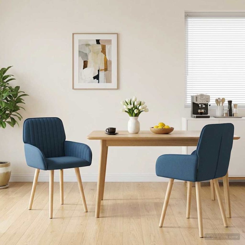 vidaXL Καρέκλες φαγητού 2 τμχ. Ύφασμα Μπλε 56,5 x 50 x 87,5 εκ.