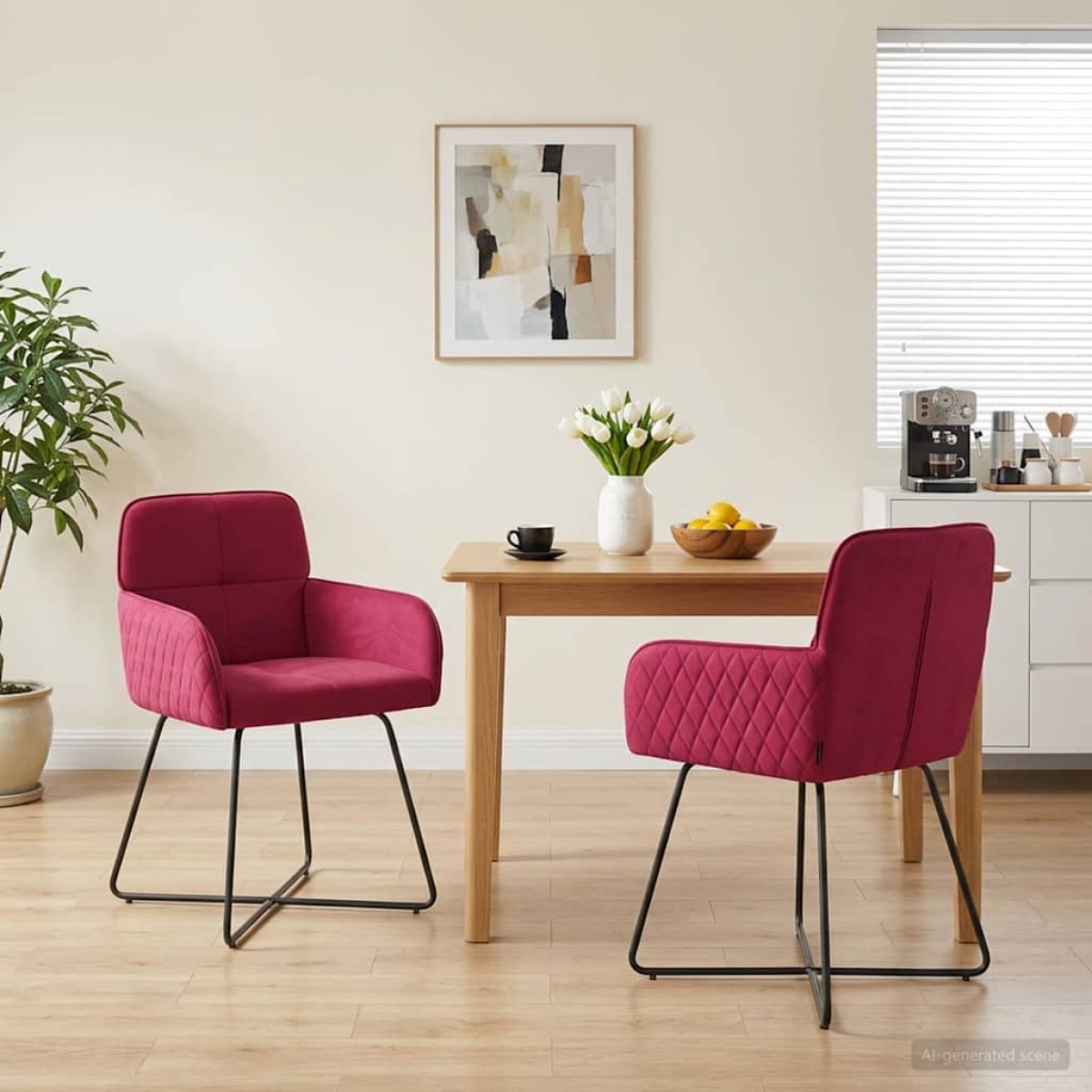 vidaXL Καρέκλες φαγητού 2 τμχ. Βελούδο Κόκκινο 59 x 56,5 x 86 εκ.