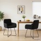 vidaXL Καρέκλες φαγητού 2 τμχ. Βελούδο Μαύρο 59 x 56,5 x 86 εκ.