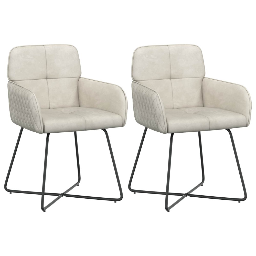 vidaXL Καρέκλες φαγητού 2 τμχ. Βελούδο Κρεμ 59 x 56,5 x 86 εκ.