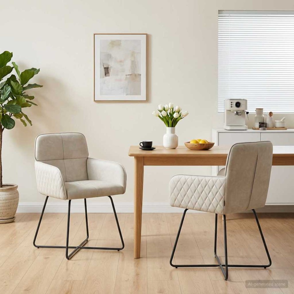 vidaXL Καρέκλες φαγητού 2 τμχ. Βελούδο Κρεμ 59 x 56,5 x 86 εκ.