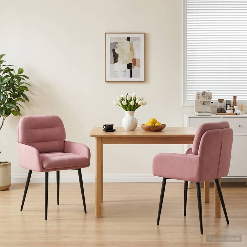 vidaXL Καρέκλες φαγητού 2 τμχ. Βελούδο Ροζ 59 x 59,5 x 90 εκ