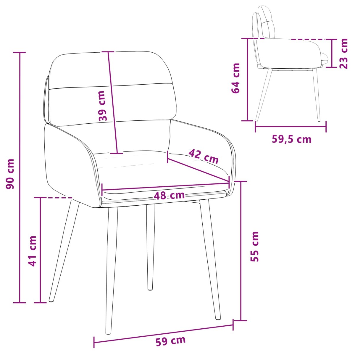 vidaXL Καρέκλες φαγητού 2 τμχ. Βελούδο Κόκκινο 59 x 59,5 x 90 εκ