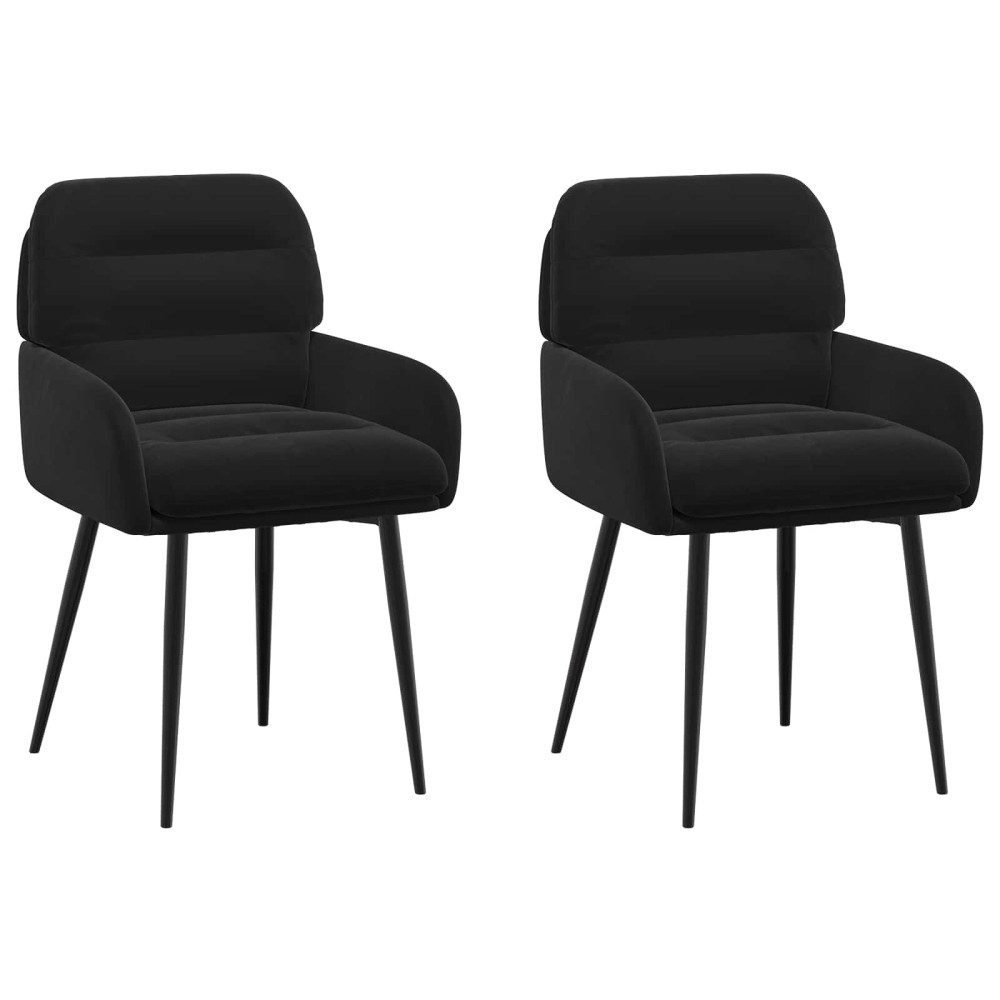 vidaXL Καρέκλες φαγητού 2 τμχ. Βελούδο Μαύρο 59 x 59,5 x 90 εκ