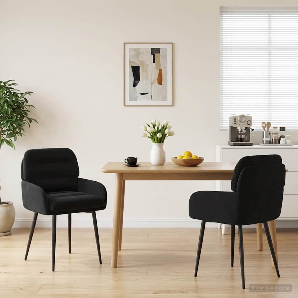 vidaXL Καρέκλες φαγητού 2 τμχ. Βελούδο Μαύρο 59 x 59,5 x 90 εκ